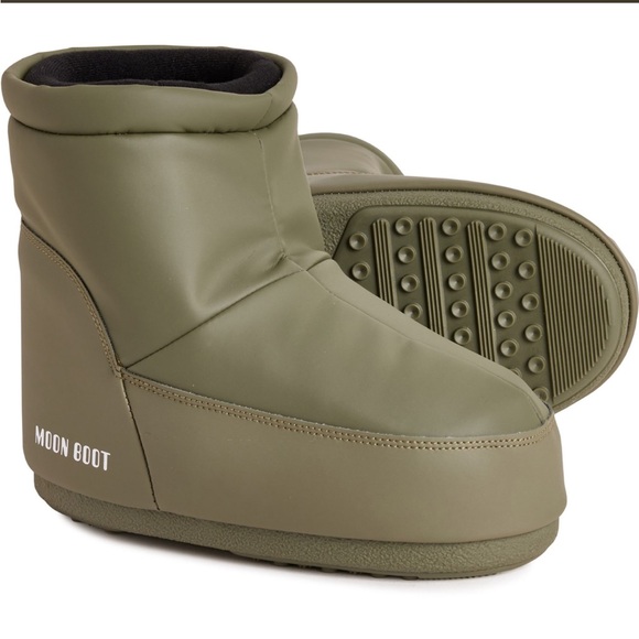 MOON BOOT Icon Low No Lace Rubber Boots KHAKI GREEN EU 36/38 39/41 NEW - Picture 1 of 7